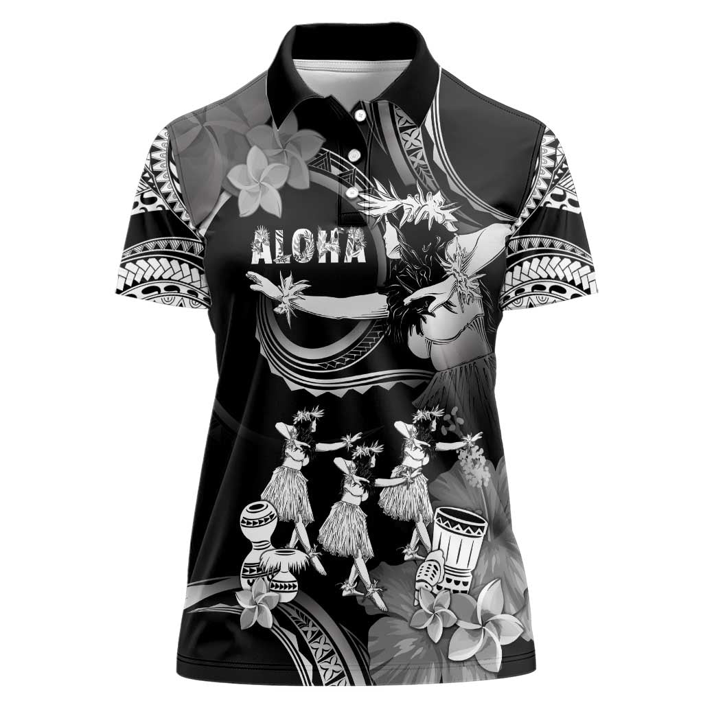 Hawaii Beautiful Hula Dancers Women Polo Shirt With Ipu Keke And Pahu Drum