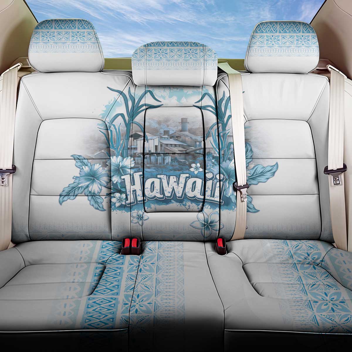 Hawaii Sugar Plantation Back Car Seat Cover With Hawaiian Tapa Pattern
