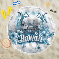 Hawaii Sugar Plantation Beach Blanket With Hawaiian Tapa Pattern LT05 One Size 150cm White - Polynesian Pride