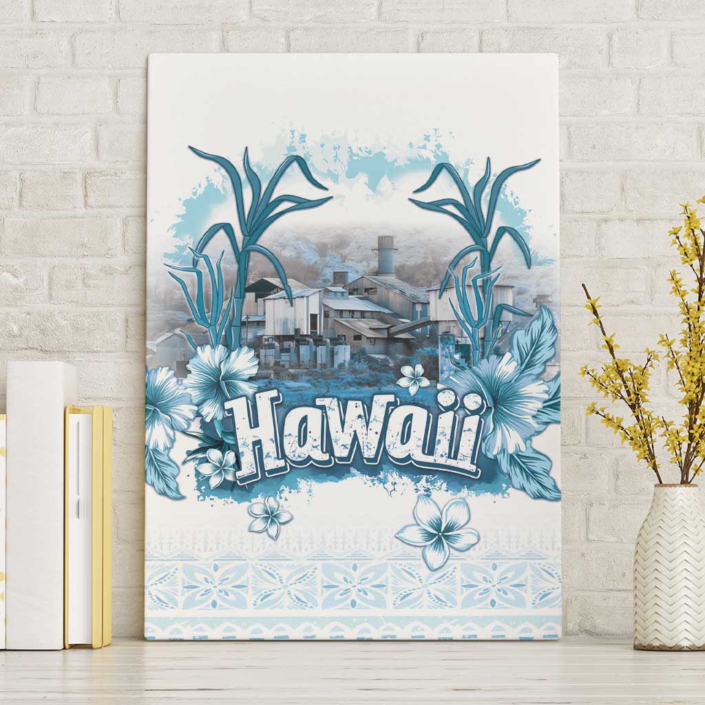 Hawaii Sugar Plantation Canvas Wall Art With Hawaiian Tapa Pattern
