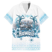 Hawaii Sugar Plantation Family Matching Tank Maxi Dress and Hawaiian Shirt With Hawaiian Tapa Pattern LT05 Dad's Shirt - Short Sleeve White - Polynesian Pride