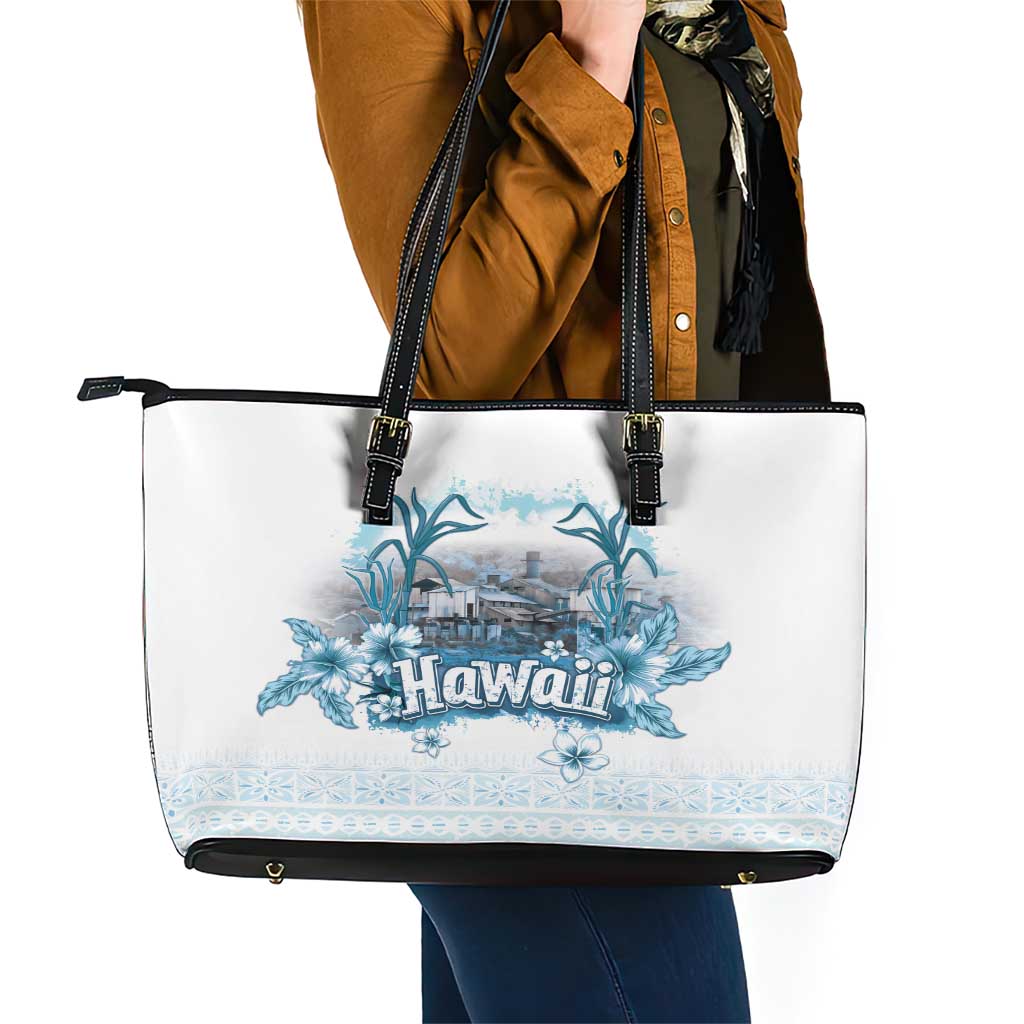 Hawaii Sugar Plantation Leather Tote Bag With Hawaiian Tapa Pattern LT05 - Polynesian Pride