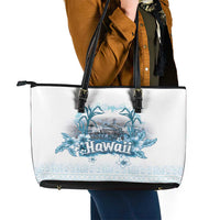 Hawaii Sugar Plantation Leather Tote Bag With Hawaiian Tapa Pattern LT05 - Polynesian Pride
