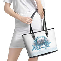 Hawaii Sugar Plantation Leather Tote Bag With Hawaiian Tapa Pattern LT05 - Polynesian Pride