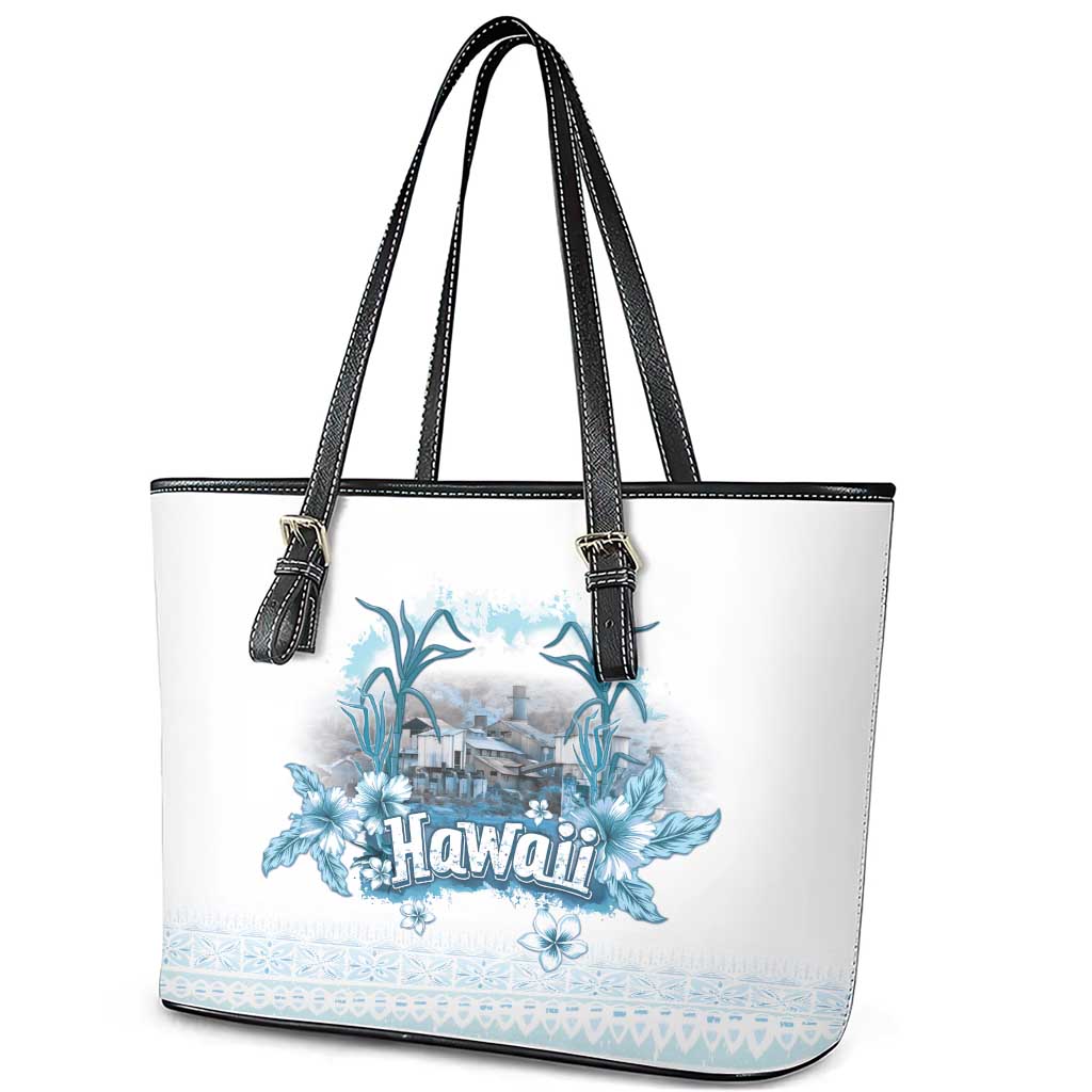 Hawaii Sugar Plantation Leather Tote Bag With Hawaiian Tapa Pattern LT05 - Polynesian Pride