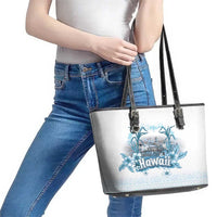 Hawaii Sugar Plantation Leather Tote Bag With Hawaiian Tapa Pattern LT05 - Polynesian Pride