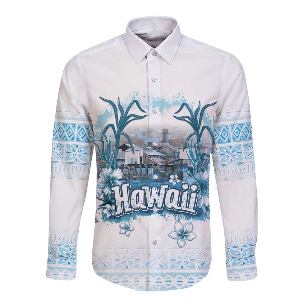Hawaii Sugar Plantation Long Sleeve Button Shirt With Hawaiian Tapa Pattern