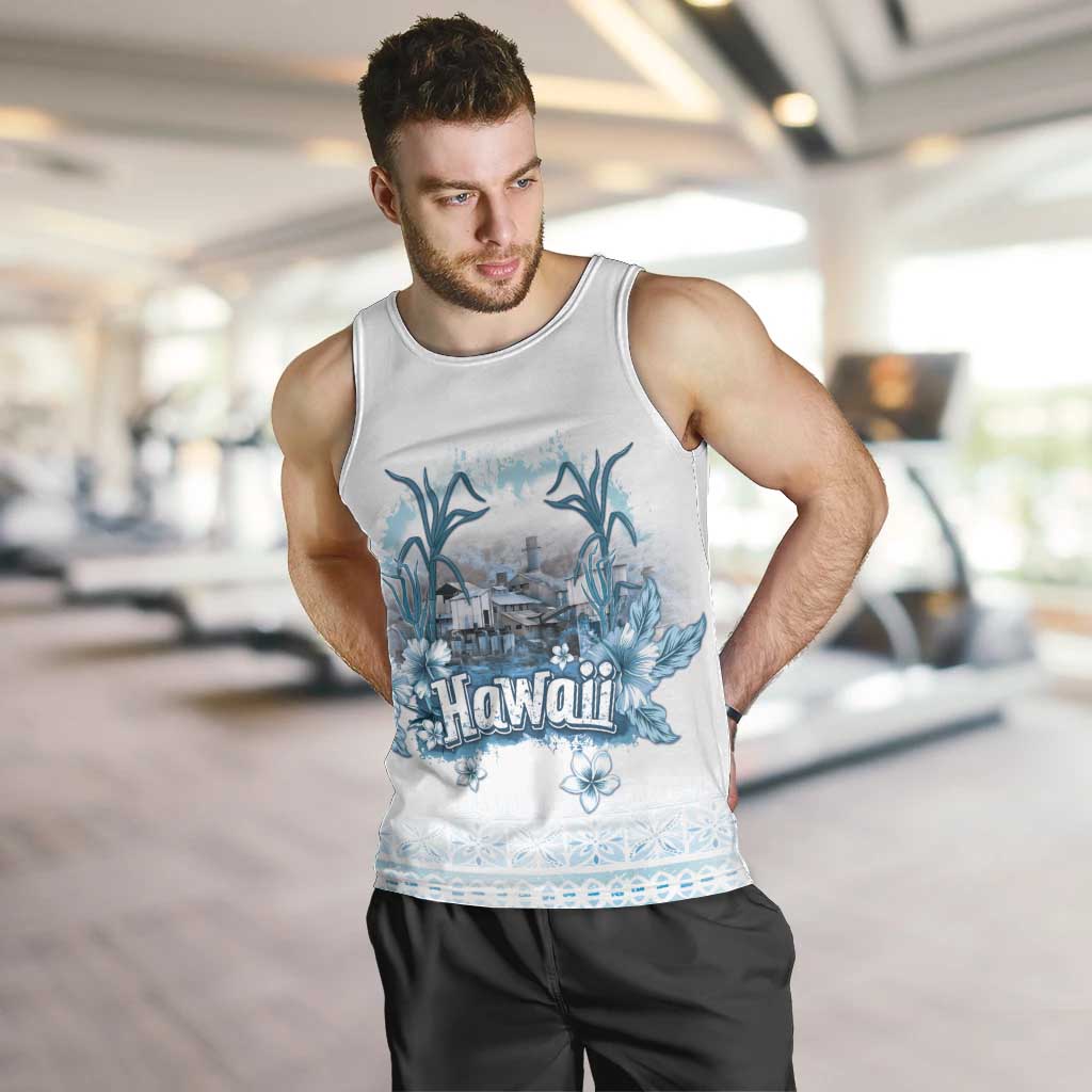 Hawaii Sugar Plantation Men Tank Top With Hawaiian Tapa Pattern LT05 White - Polynesian Pride