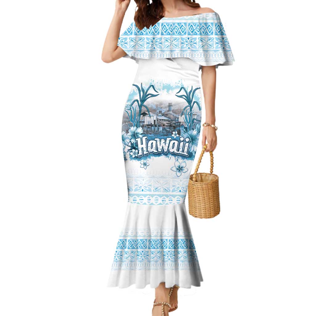 Hawaii Sugar Plantation Mermaid Dress With Hawaiian Tapa Pattern