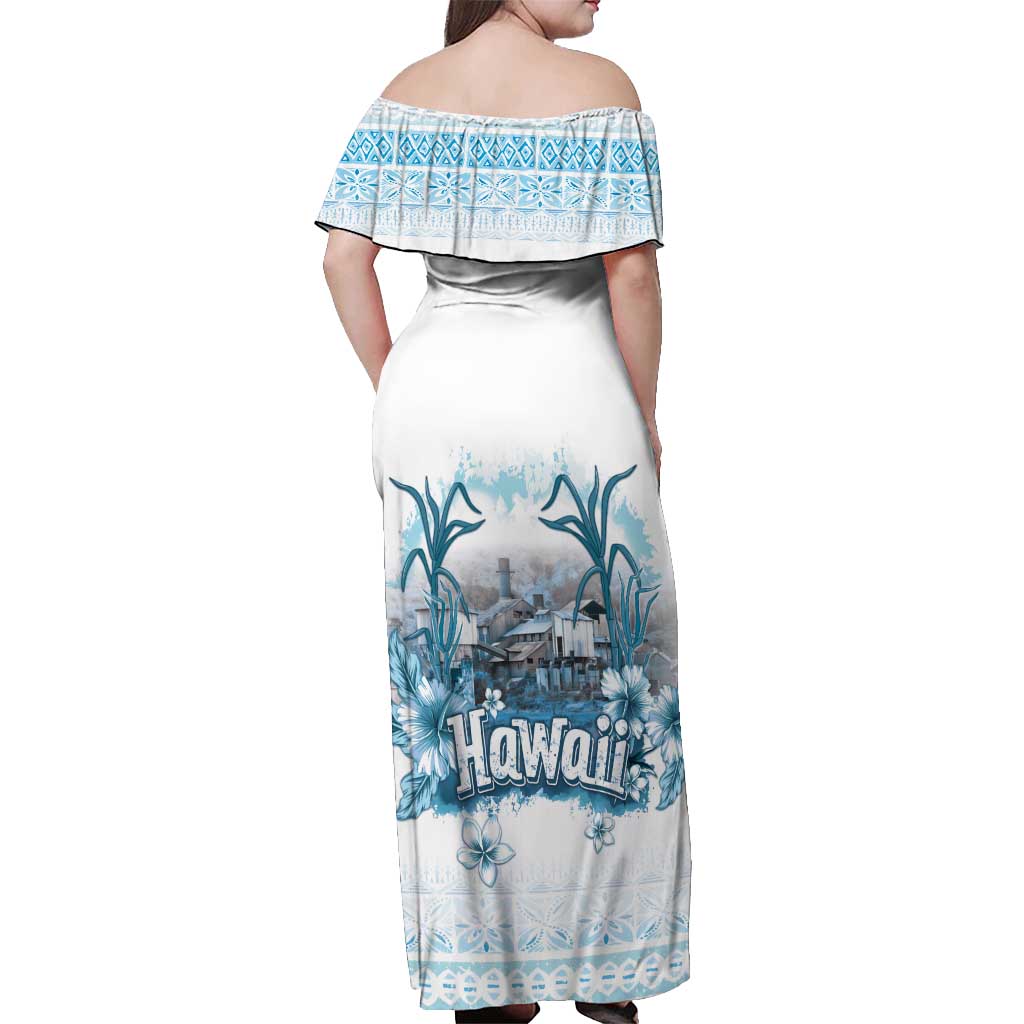 Hawaii Sugar Plantation Off Shoulder Maxi Dress With Hawaiian Tapa Pattern LT05 - Polynesian Pride