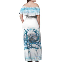 Hawaii Sugar Plantation Off Shoulder Maxi Dress With Hawaiian Tapa Pattern LT05 - Polynesian Pride