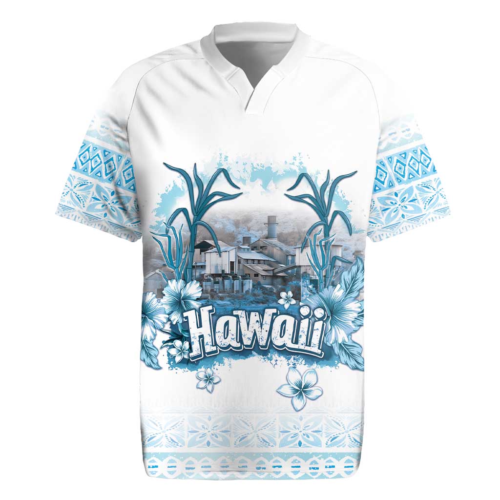 Hawaii Sugar Plantation Rugby Jersey With Hawaiian Tapa Pattern LT05 White - Polynesian Pride