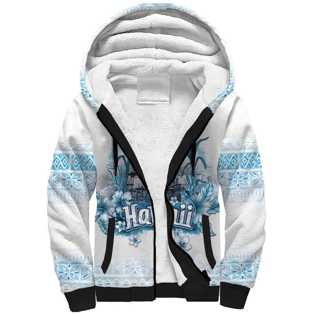 Hawaii Sugar Plantation Sherpa Hoodie With Hawaiian Tapa Pattern