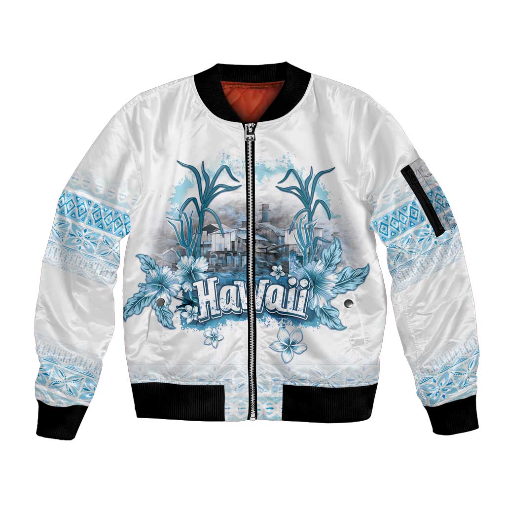 Hawaii Sugar Plantation Sleeve Zip Bomber Jacket With Hawaiian Tapa Pattern