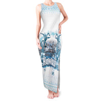 Hawaii Sugar Plantation Tank Maxi Dress With Hawaiian Tapa Pattern LT05 Women White - Polynesian Pride
