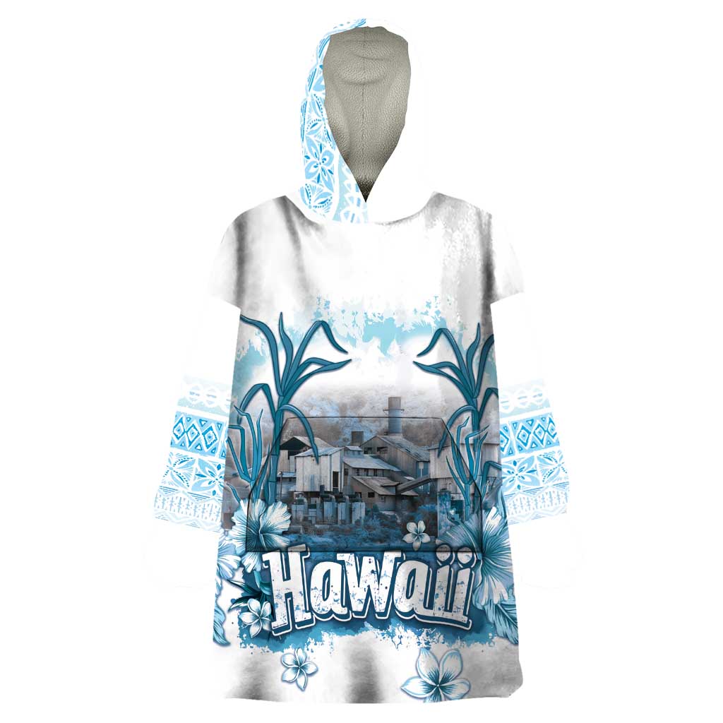 Hawaii Sugar Plantation Wearable Blanket Hoodie With Hawaiian Tapa Pattern LT05 One Size White - Polynesian Pride