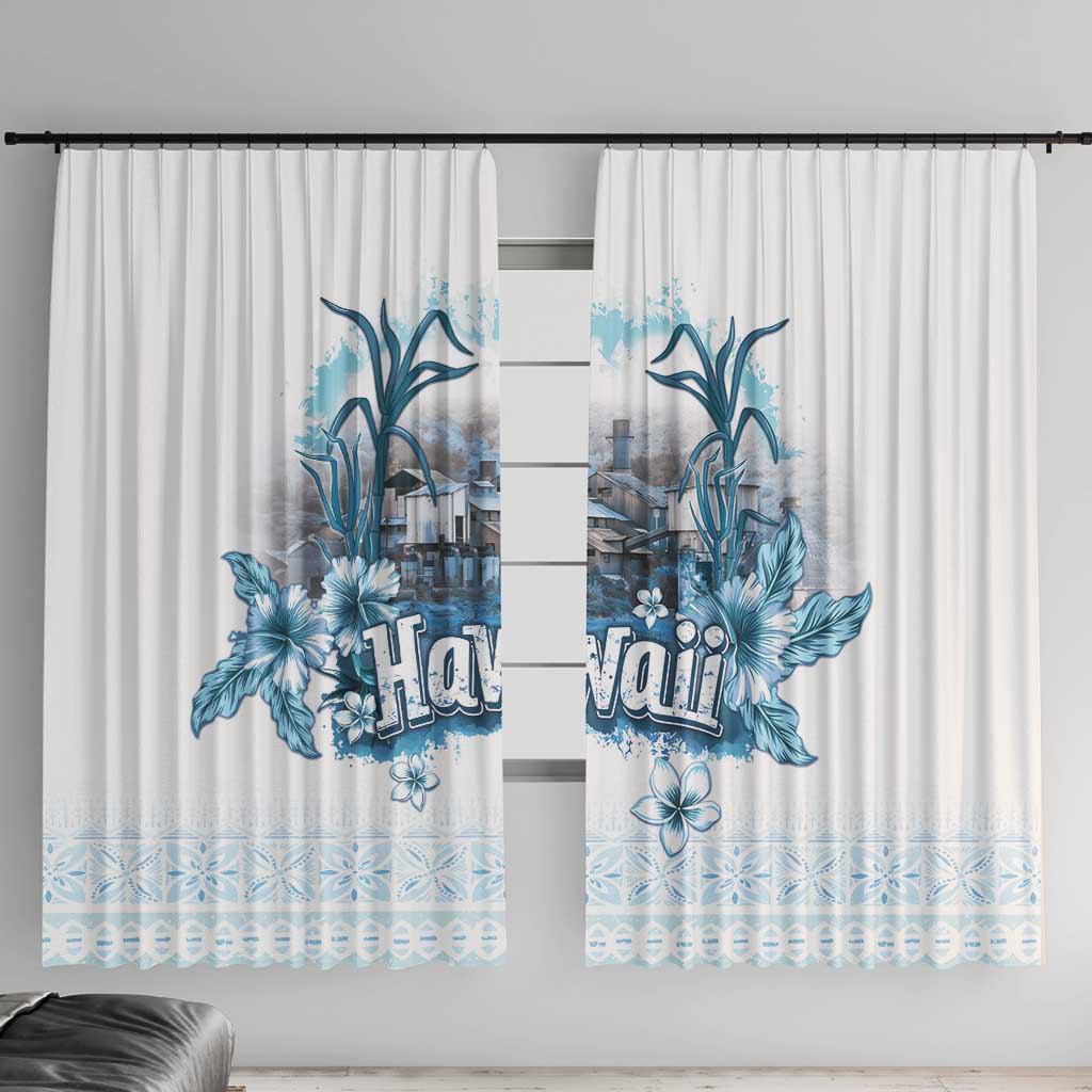 Hawaii Sugar Plantation Window Curtain With Hawaiian Tapa Pattern LT05 With Hooks White - Polynesian Pride