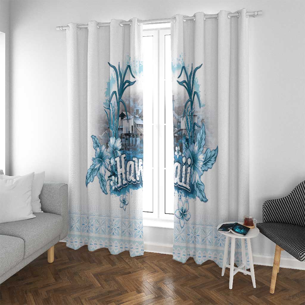 Hawaii Sugar Plantation Window Curtain With Hawaiian Tapa Pattern LT05 With Grommets White - Polynesian Pride