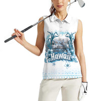 Hawaii Sugar Plantation Women Sleeveless Polo Shirt With Hawaiian Tapa Pattern
