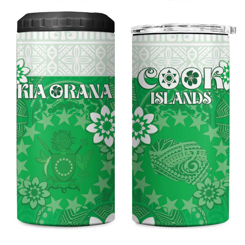 Cook Islands Maori Language Week 4 in 1 Can Cooler Tumbler Pacific Tapa Pattern