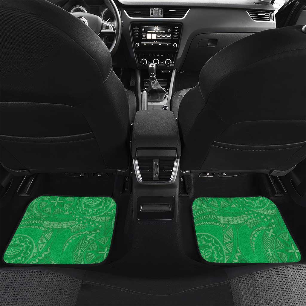 Cook Islands Maori Language Week Car Mats Pacific Tapa Pattern LT05 Set 2pcs - Back Green - Polynesian Pride