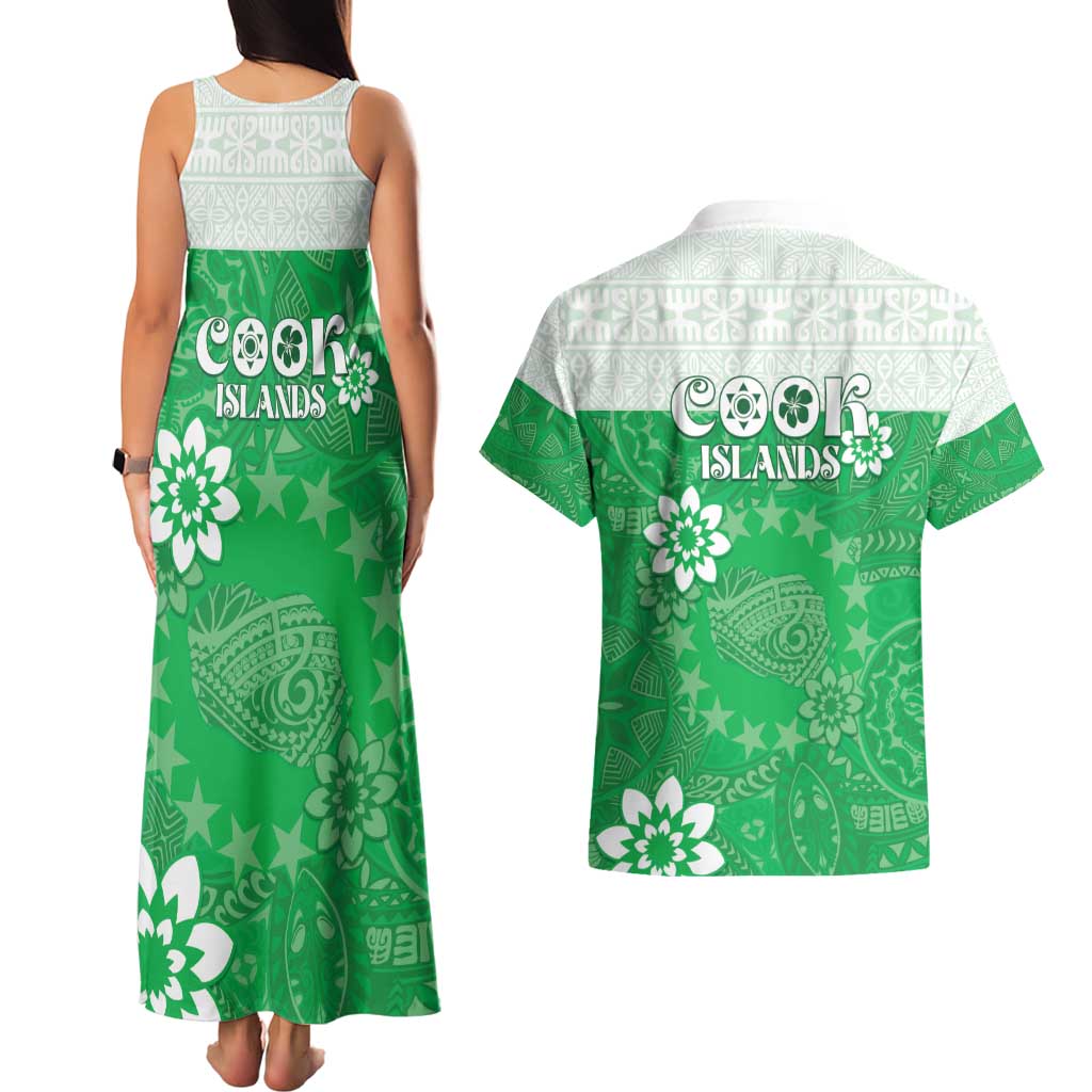Cook Islands Maori Language Week Couples Matching Tank Maxi Dress and Hawaiian Shirt Pacific Tapa Pattern LT05 - Polynesian Pride