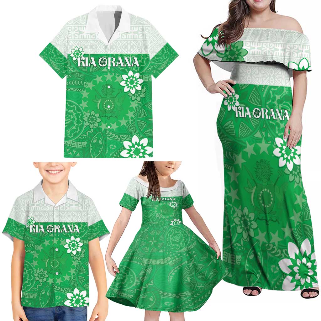 Cook Islands Maori Language Week Family Matching Off Shoulder Maxi Dress and Hawaiian Shirt Pacific Tapa Pattern LT05 - Polynesian Pride