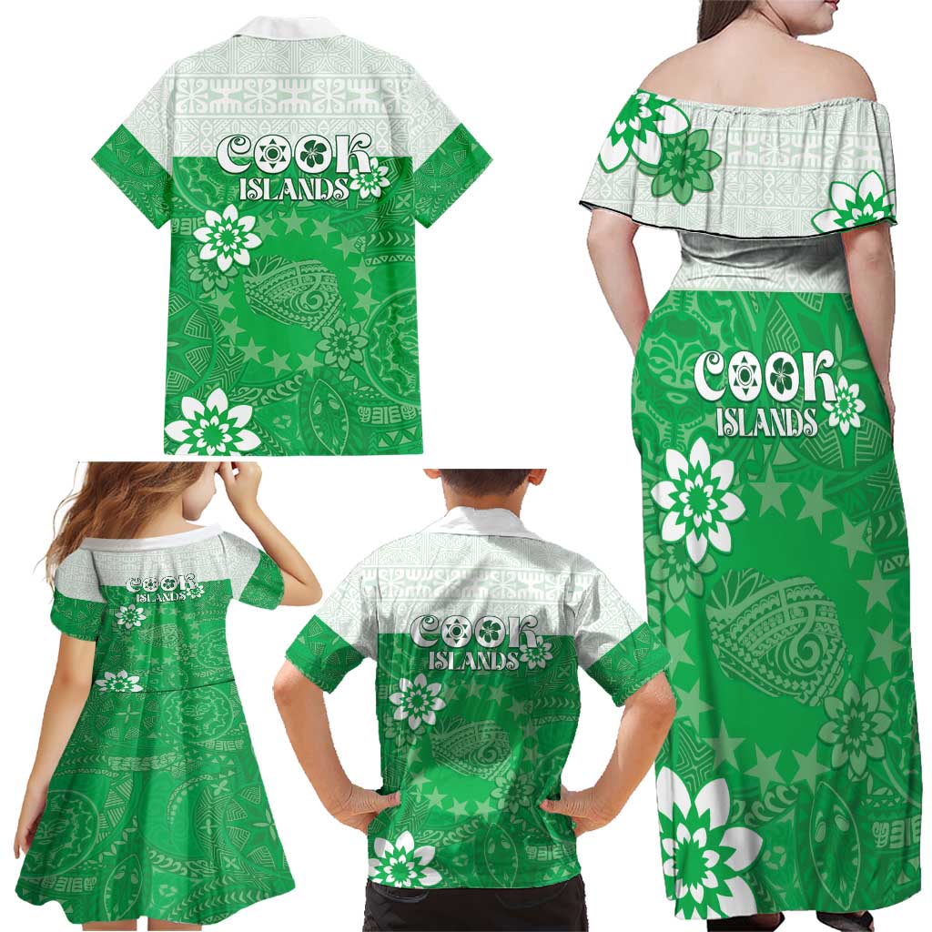 Cook Islands Maori Language Week Family Matching Off Shoulder Maxi Dress and Hawaiian Shirt Pacific Tapa Pattern LT05 - Polynesian Pride
