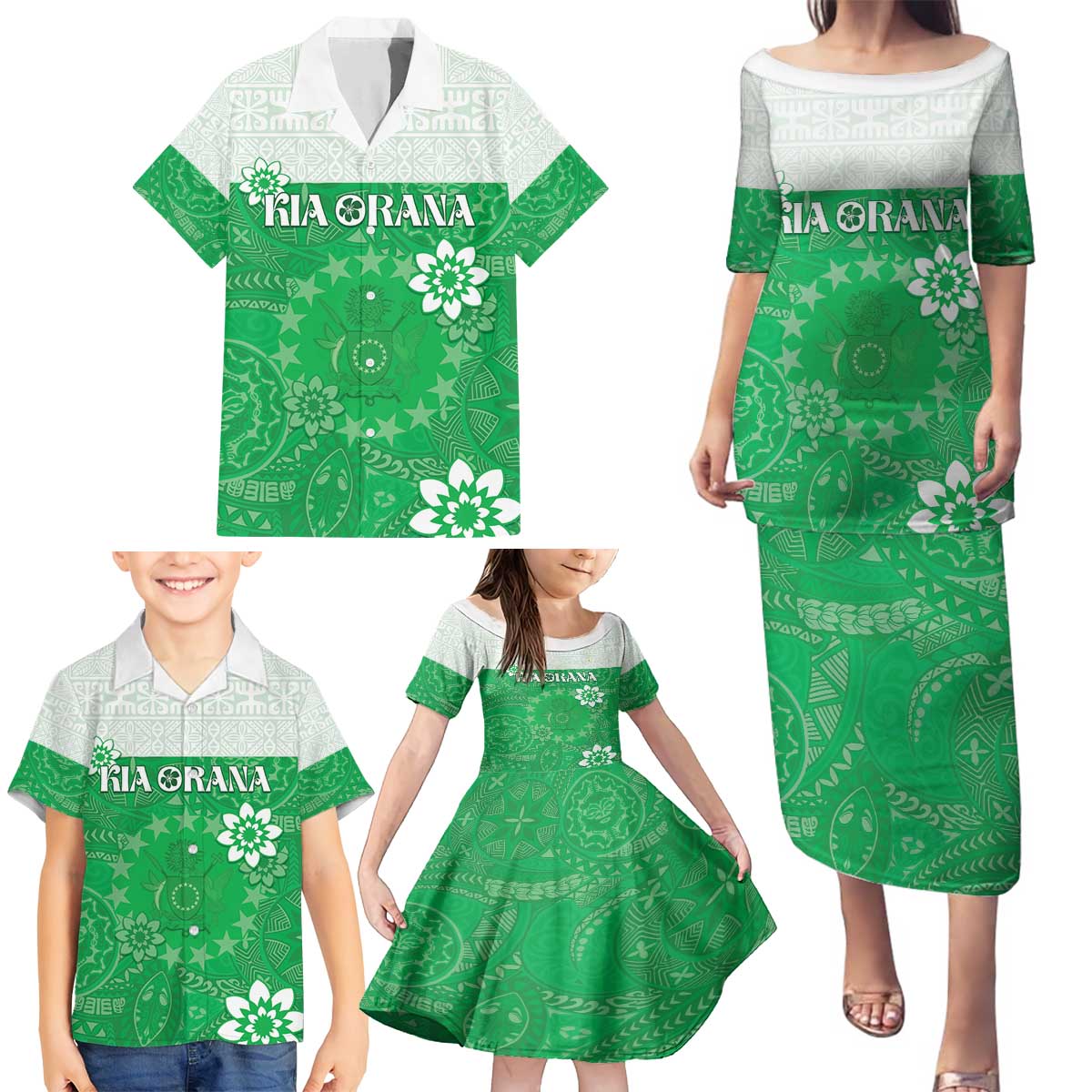 Cook Islands Maori Language Week Family Matching Puletasi and Hawaiian Shirt Pacific Tapa Pattern LT05 - Polynesian Pride
