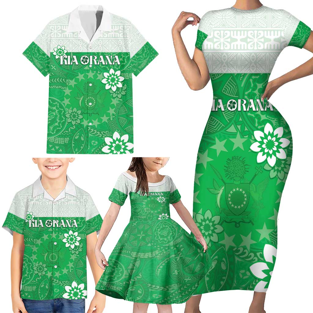 Cook Islands Maori Language Week Family Matching Short Sleeve Bodycon Dress and Hawaiian Shirt Pacific Tapa Pattern