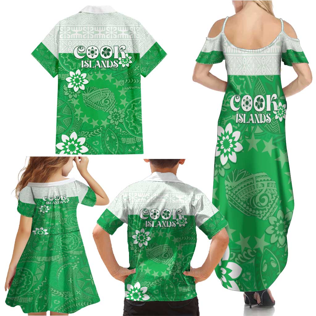Cook Islands Maori Language Week Family Matching Summer Maxi Dress and Hawaiian Shirt Pacific Tapa Pattern LT05 - Polynesian Pride