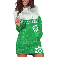 Cook Islands Maori Language Week Hoodie Dress Pacific Tapa Pattern LT05 Green - Polynesian Pride