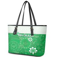 Cook Islands Maori Language Week Leather Tote Bag Pacific Tapa Pattern LT05 - Polynesian Pride