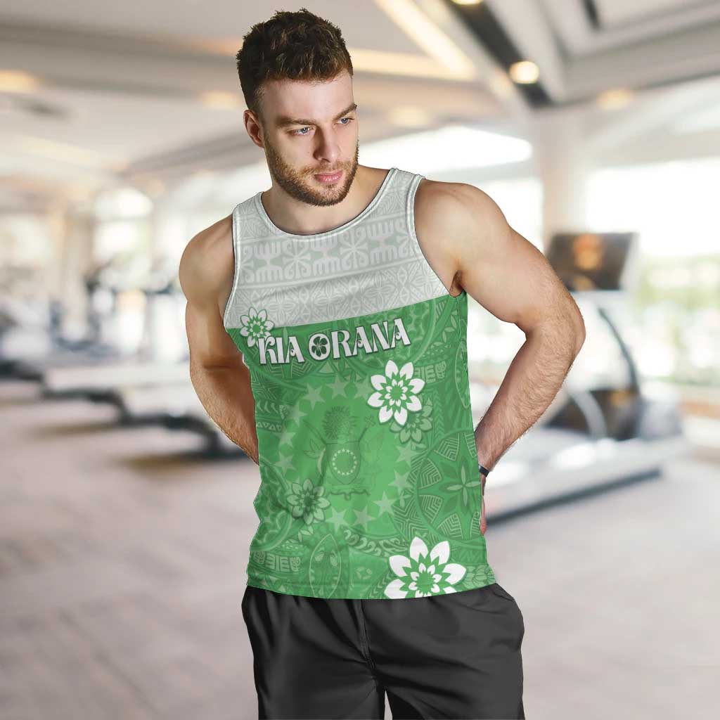 Cook Islands Maori Language Week Men Tank Top Pacific Tapa Pattern LT05 Green - Polynesian Pride