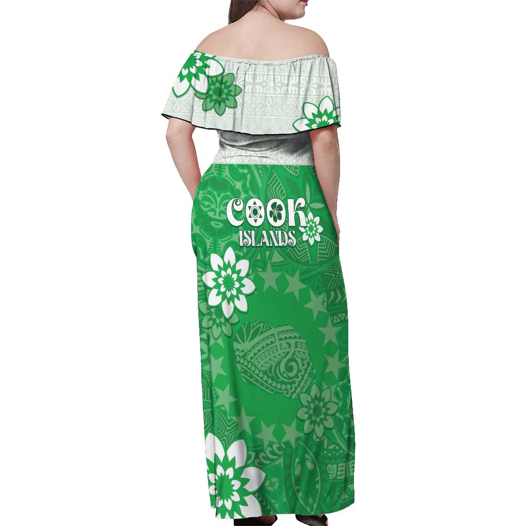 Cook Islands Maori Language Week Off Shoulder Maxi Dress Pacific Tapa Pattern LT05 - Polynesian Pride