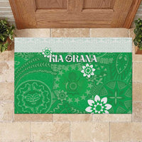 Cook Islands Maori Language Week Rubber Doormat Pacific Tapa Pattern LT05 Green - Polynesian Pride