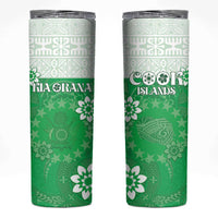 Cook Islands Maori Language Week Skinny Tumbler Pacific Tapa Pattern LT05 Green - Polynesian Pride