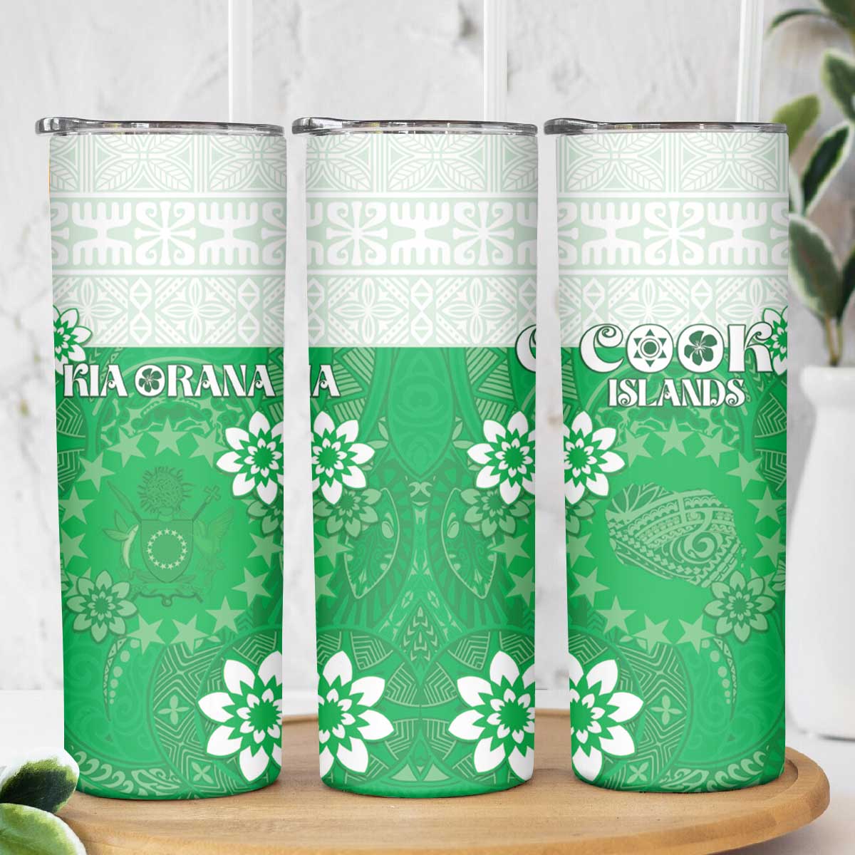 Cook Islands Maori Language Week Skinny Tumbler Pacific Tapa Pattern LT05 - Polynesian Pride