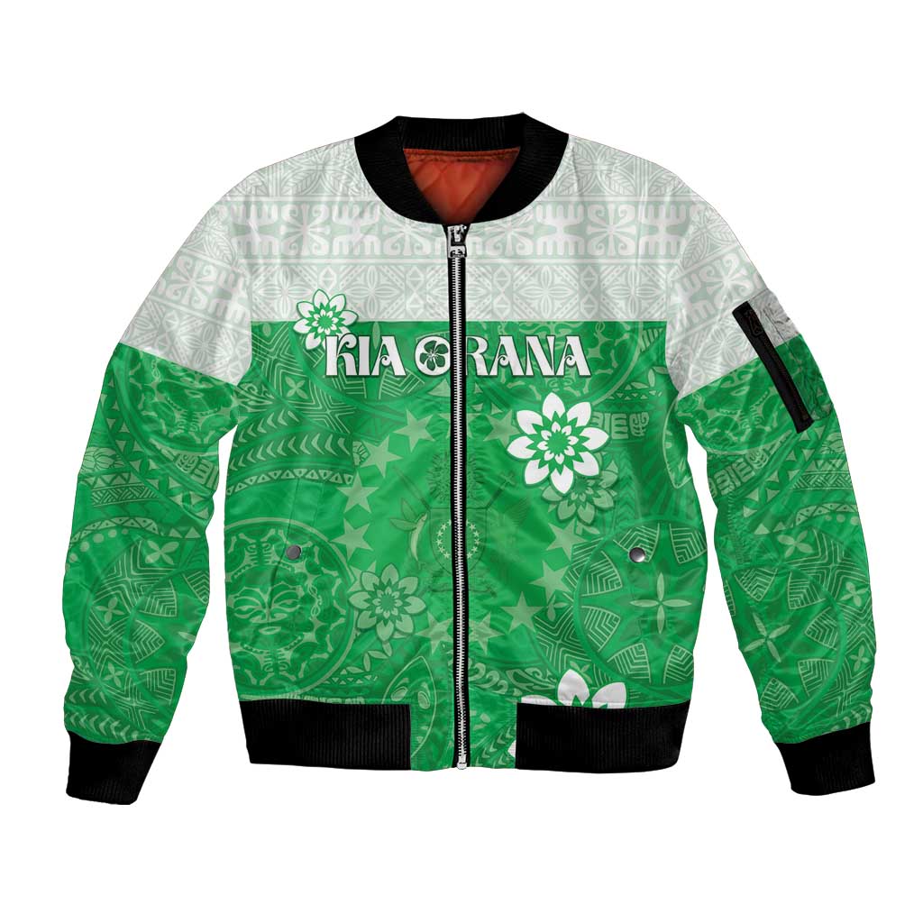 Cook Islands Maori Language Week Sleeve Zip Bomber Jacket Pacific Tapa Pattern