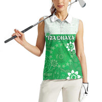 Cook Islands Maori Language Week Women Sleeveless Polo Shirt Pacific Tapa Pattern