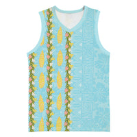 Hawaii Shell Tiare Anthurium Heliconia Lei Basketball Jersey With Tapa Pattern Baby Blue