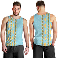 Hawaii Shell Tiare Anthurium Heliconia Lei Men Tank Top With Tapa Pattern Baby Blue
