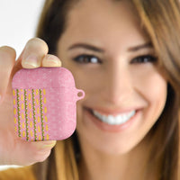 Hawaii Shell Tiare Anthurium Heliconia Lei AirPods Case With Tapa Pattern Baby Pink