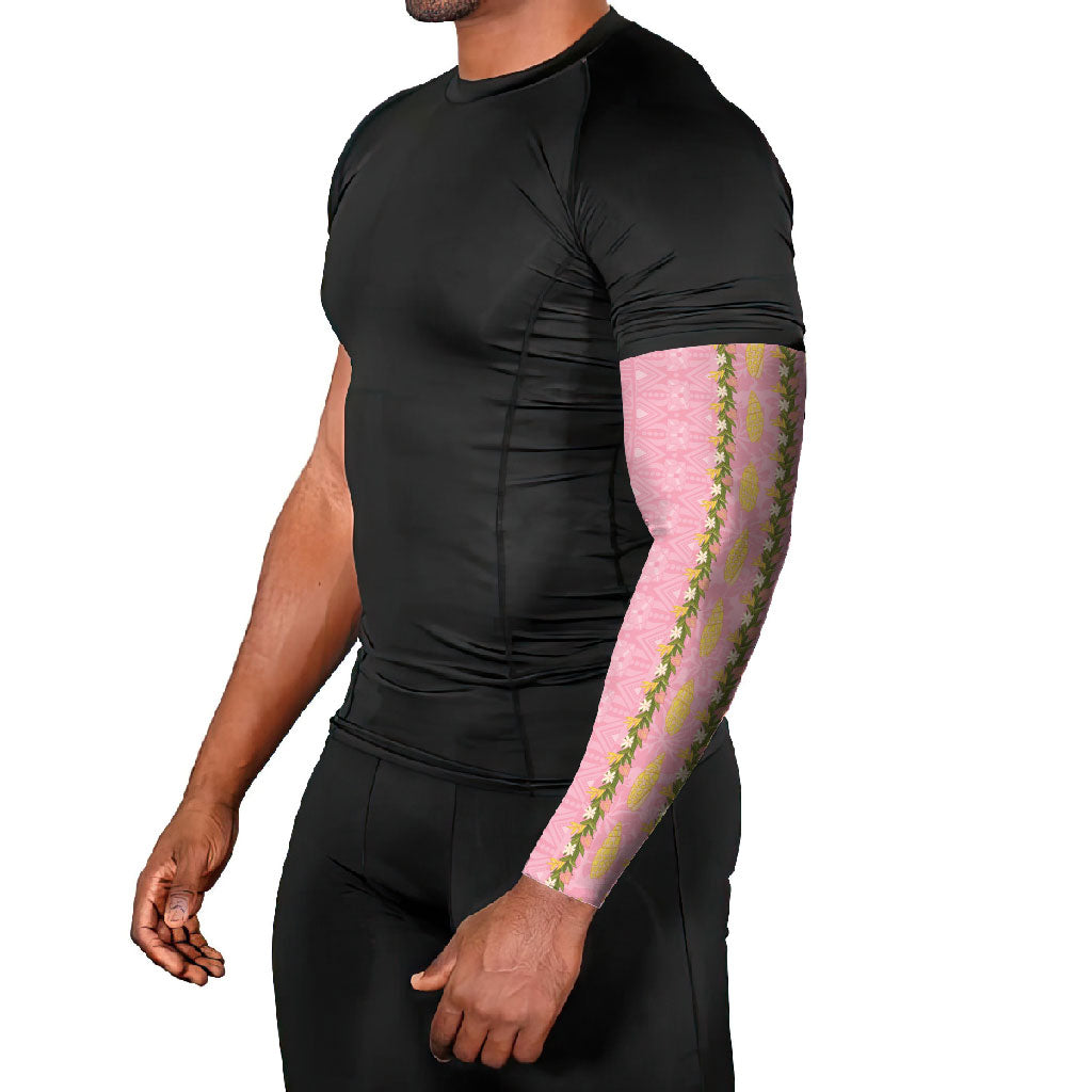 Hawaii Shell Tiare Anthurium Heliconia Lei Arm Sleeves With Tapa Pattern Baby Pink