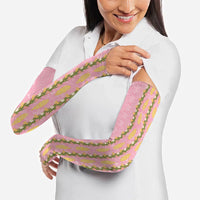 Hawaii Shell Tiare Anthurium Heliconia Lei Arm Sleeves With Tapa Pattern Baby Pink