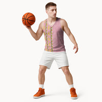 Hawaii Shell Tiare Anthurium Heliconia Lei Basketball Jersey With Tapa Pattern Baby Pink