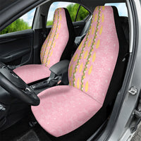 Hawaii Shell Tiare Anthurium Heliconia Lei Car Seat Cover With Tapa Pattern Baby Pink