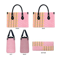 Hawaii Shell Tiare Anthurium Heliconia Lei Leather Bag With Tapa Pattern Baby Pink