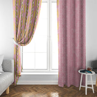 Hawaii Shell Tiare Anthurium Heliconia Lei Window Curtain With Tapa Pattern Baby Pink