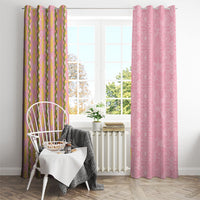 Hawaii Shell Tiare Anthurium Heliconia Lei Window Curtain With Tapa Pattern Baby Pink